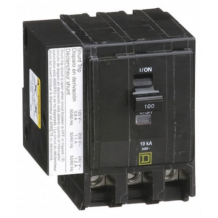 Miniature Circuit Breaker, QO Series, 100A, 3 Pole, 120/240V AC, 10kA at 120/240V AC MPN:QO31001021
