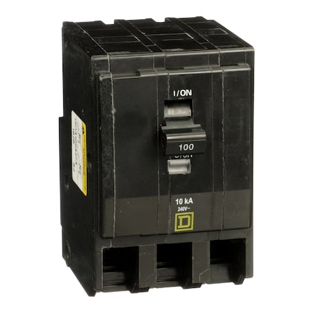 Miniature Circuit Breaker, QO Series, 100A, 3 Pole, 240V AC, 10kA at 120/240V AC MPN:QO31005273