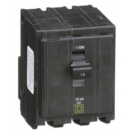 Miniature Circuit Breaker, QO Series, 15A, 3 Pole, 120/240V AC, 10kA at 120/240V AC MPN:QO315