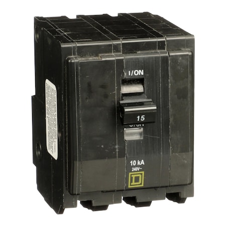 Miniature Circuit Breaker, QO Series, 15A, 3 Pole, 240V AC, 10kA at 120/240V AC MPN:QO3155237
