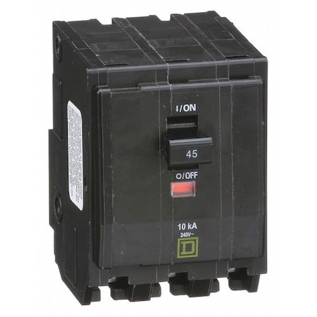 Miniature Circuit Breaker, QO Series, 45A, 3 Pole, 120/240V AC, 10kA at 120/240V AC MPN:QO345