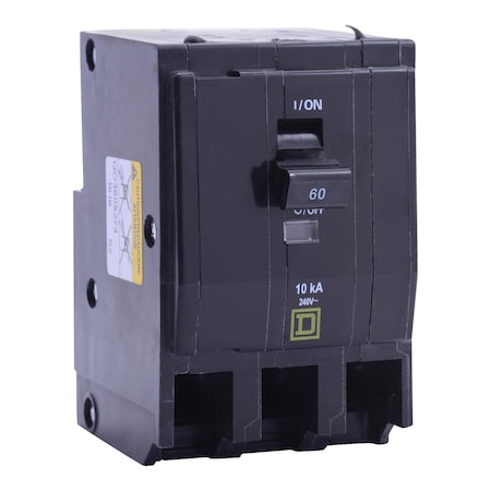 Miniature Circuit Breaker, QO Series, 60A, 3 Pole, 240V AC, 10kA at 120/240V AC MPN:QO3605273