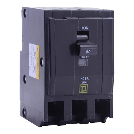 Miniature Circuit Breaker, QO Series, 80A, 3 Pole, 240V AC, 10kA at 120/240V AC MPN:QO3805273