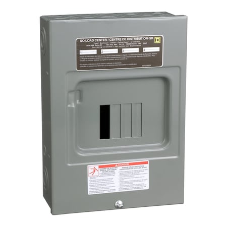 Load Center, QO, 4 Spaces, 100A, 120/240V AC, Fixed Main Lug, 1 Phase MPN:QO4L100S
