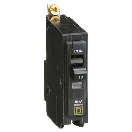 Miniature Circuit Breaker, QO Series, 10A, 1 Pole, 120/240V AC, 10kA at 120/240V AC MPN:QOB110