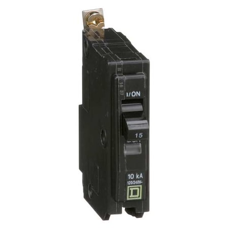 Miniature Circuit Breaker, QO Series, 15A, 1 Pole, 120/240V AC, 10kA at 120/240V AC MPN:QOB115