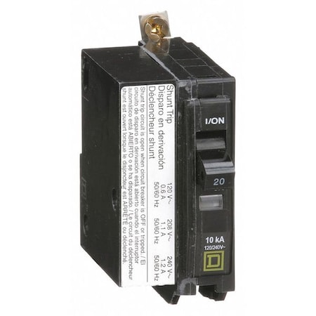 Miniature Circuit Breaker, QO Series, 20A, 1 Pole, 120/240V AC, 10kA at 120/240V AC MPN:QOB1201021
