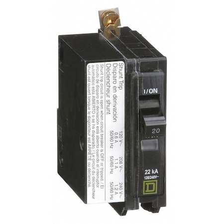 Miniature Circuit Breaker, QO Series, 20A, 1 Pole, 120/240V AC, 22kA at 120/240V AC MPN:QOB120VH1021