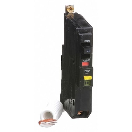 Miniature Circuit Breaker, QO Series, 20A, 1 Pole, 120V AC, 22kA at 120V AC, A Curve MPN:QOB120VHGFI