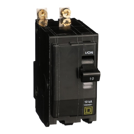 Miniature Circuit Breaker, QO Series, 10A, 2 Pole, 120/240V AC, 10kA at 120/240V AC MPN:QOB2105237