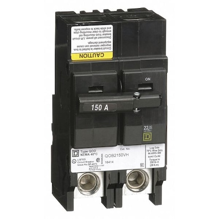 Miniature Circuit Breaker, QO Series, 150A, 2 Pole, 120/240V AC, 22kA at 120/240V AC MPN:QOB2150VH