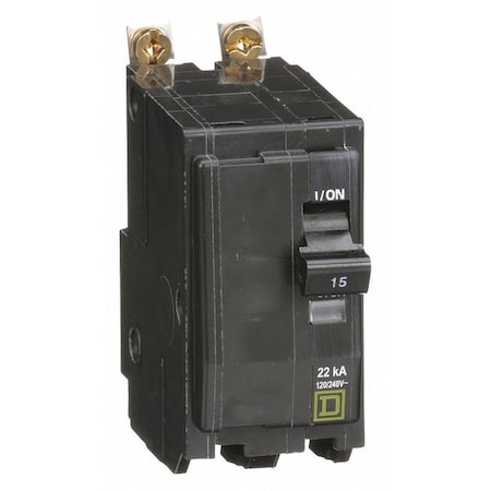 Miniature Circuit Breaker, QO Series, 15A, 2 Pole, 120/240V AC, 22kA at 120/240V AC MPN:QOB215VH