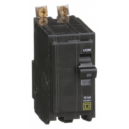 Miniature Circuit Breaker, QO Series, 20A, 2 Pole, 120/240V AC, 10kA at 120/240V AC MPN:QOB220