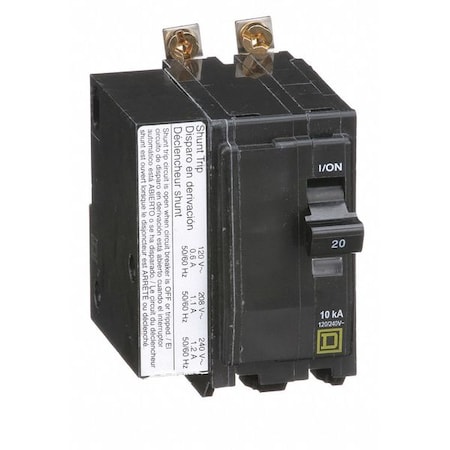 Miniature Circuit Breaker, QO Series, 20A, 2 Pole, 120/240V AC, 10kA at 120/240V AC MPN:QOB2201021