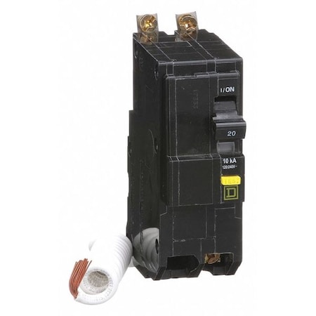 Miniature Circuit Breaker, QO Series, 20A, 2 Pole, 120/240V AC, 10kA at 120/240V AC, A Curve MPN:QOB220GFI