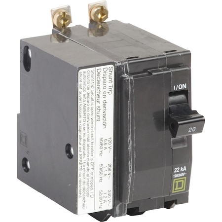 Miniature Circuit Breaker, QO Series, 20A, 2 Pole, 120/240V AC, 22kA at 120/240V AC MPN:QOB220VH1021