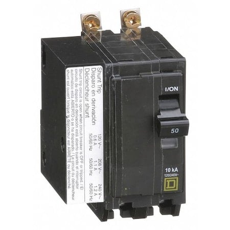 Miniature Circuit Breaker, QO Series, 50A, 2 Pole, 120/240V AC, 10kA at 120/240V AC MPN:QOB2501021