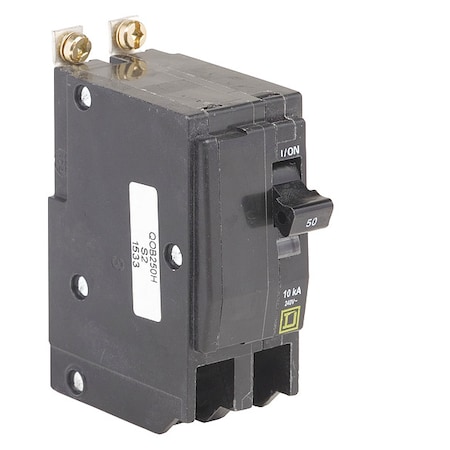 Miniature Circuit Breaker, QO Series, 50A, 2 Pole, 120/240V AC, 10kA at 120/240V AC MPN:QOB250H