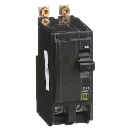 Miniature Circuit Breaker, QO Series, 80A, 2 Pole, 120/240V AC, 10kA at 120/240V AC MPN:QOB280