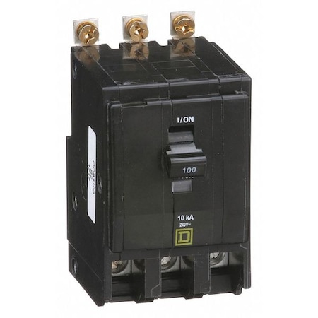 Miniature Circuit Breaker, QO Series, 100A, 3 Pole, 120/240V AC, 10kA at 120/240V AC MPN:QOB3100