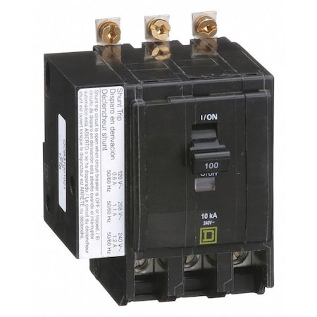 Miniature Circuit Breaker, QO Series, 100A, 3 Pole, 120/240V AC, 10kA at 120/240V AC MPN:QOB31001021