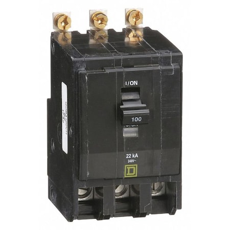 Miniature Circuit Breaker, QO Series, 100A, 3 Pole, 120/240V AC, 22kA at 120/240V AC MPN:QOB3100VH