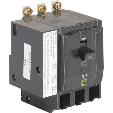 Miniature Circuit Breaker, QO Series, 100A, 3 Pole, 120/240V AC, 22kA at 120/240V AC MPN:QOB3100VH1021