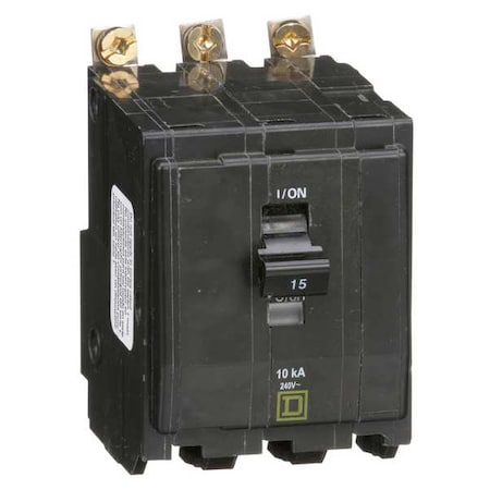 Miniature Circuit Breaker, QO Series, 15A, 3 Pole, 120/240V AC, 10kA at 120/240V AC MPN:QOB315