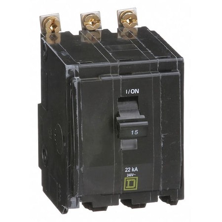 Miniature Circuit Breaker, QO Series, 15A, 3 Pole, 120/240V AC, 22kA at 120/240V AC MPN:QOB315VH