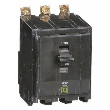 Miniature Circuit Breaker, QO Series, 20A, 3 Pole, 120/240V AC, 22kA at 120/240V AC MPN:QOB320VH