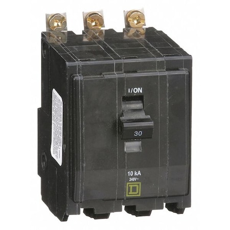 Miniature Circuit Breaker, QO Series, 30A, 3 Pole, 120/240V AC, 10kA at 120/240V AC MPN:QOB330