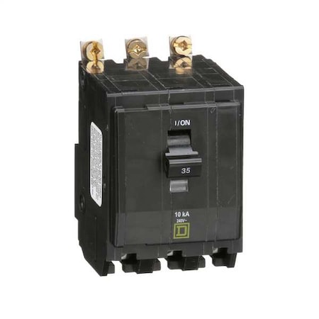 Miniature Circuit Breaker, QO Series, 35A, 3 Pole, 120/240V AC, 10kA at 120/240V AC MPN:QOB335