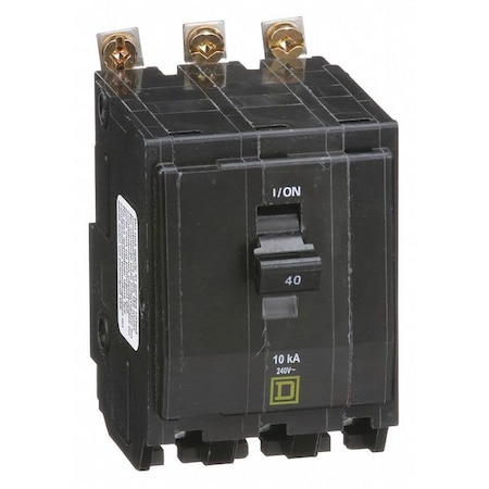 Miniature Circuit Breaker, QO Series, 40A, 3 Pole, 120/240V AC, 10kA at 120/240V AC MPN:QOB340
