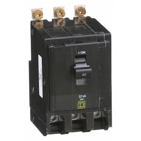 Miniature Circuit Breaker, QO Series, 40A, 3 Pole, 120/240V AC, 22kA at 120/240V AC MPN:QOB340VH
