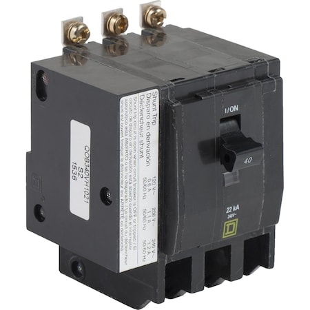 Miniature Circuit Breaker, QO Series, 40A, 3 Pole, 120/240V AC, 22kA at 120/240V AC MPN:QOB340VH1021