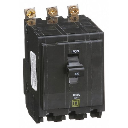 Miniature Circuit Breaker, QO Series, 45A, 3 Pole, 120/240V AC, 10kA at 120/240V AC MPN:QOB345