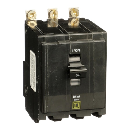 Miniature Circuit Breaker, QO Series, 50A, 3 Pole, 120/240V AC, 10kA at 120/240V AC MPN:QOB3505238