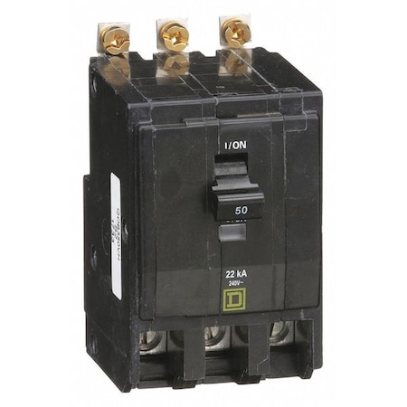Miniature Circuit Breaker, QO Series, 50A, 3 Pole, 120/240V AC, 22kA at 120/240V AC MPN:QOB350VH