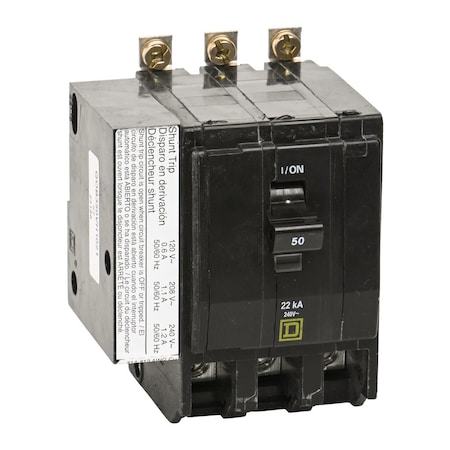 Miniature Circuit Breaker, QO Series, 50A, 3 Pole, 240V AC, 22kA at 120/240V AC MPN:QOB350VH1021