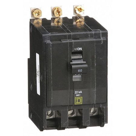 Miniature Circuit Breaker, QO Series, 60A, 3 Pole, 120/240V AC, 22kA at 120/240V AC MPN:QOB360VH