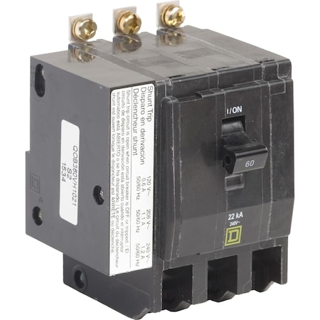 Miniature Circuit Breaker, QO Series, 60A, 3 Pole, 120/240V AC, 22kA at 120/240V AC MPN:QOB360VH1021