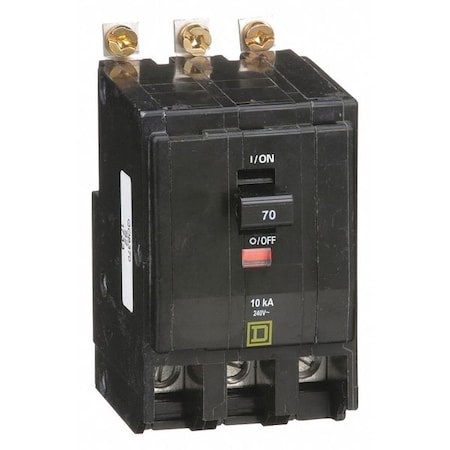 Miniature Circuit Breaker, QO Series, 70A, 3 Pole, 120/240V AC, 10kA at 120/240V AC MPN:QOB370