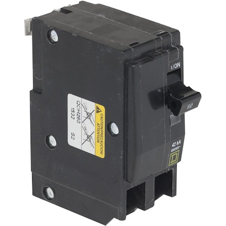 Miniature Circuit Breaker, QO Series, 60A, 2 Pole, 120/240V AC, 42kA at 120/240V AC MPN:QOH260
