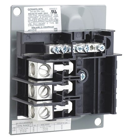 Mounting Base, QO plug on circuit breakers Use With, 120/240V AC, 60A MPN:QON403L60N
