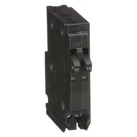 Miniature Circuit Breaker, QO Series, 15/15A, 2x1 Pole, 120/240V AC, 10kA at 120/240V AC MPN:QOT1515