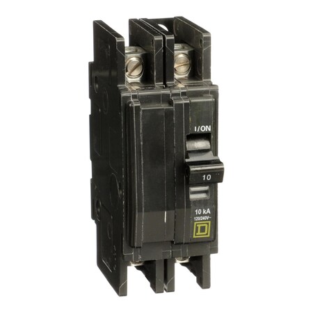 Miniature Circuit Breaker, QO Series, 10A, 2 Pole, 120/240V AC, 10kA at 120/240V AC MPN:QOU2103100