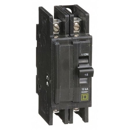 Miniature Circuit Breaker, QO Series, 15A, 2 Pole, 120/240V AC, 10kA at 120/240V AC MPN:QOU215