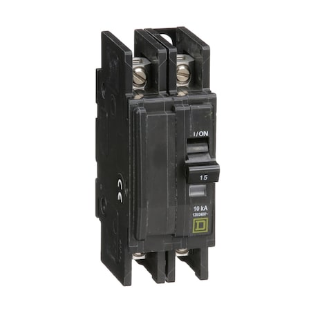 Miniature Circuit Breaker, QO Series, 15A, 2 Pole, 120/240V AC, 10kA at 120/240V AC MPN:QOU215B