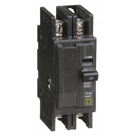 Miniature Circuit Breaker, QO Series, 20A, 2 Pole, 120/240V AC, 10kA at 120/240V AC MPN:QOU220