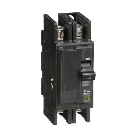Miniature Circuit Breaker, QO Series, 20A, 2 Pole, 120/240V AC, 10kA at 120/240V AC MPN:QOU220B